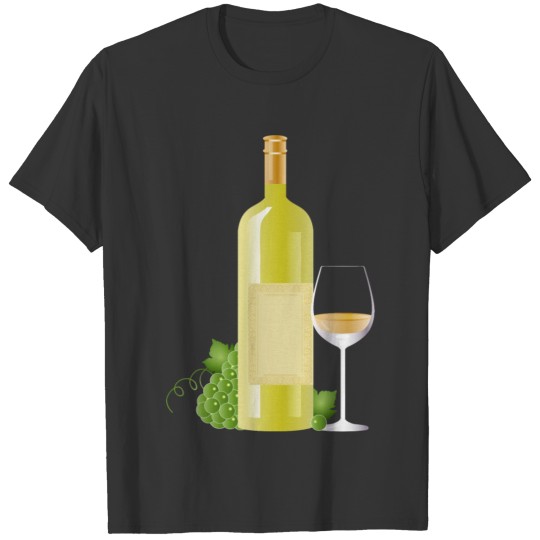 White wine bottle with grapes and white wine glass T Shirts