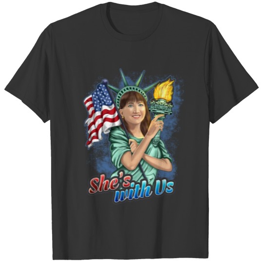 She's With Us Lady Liberty Illustration Blue T Shirts