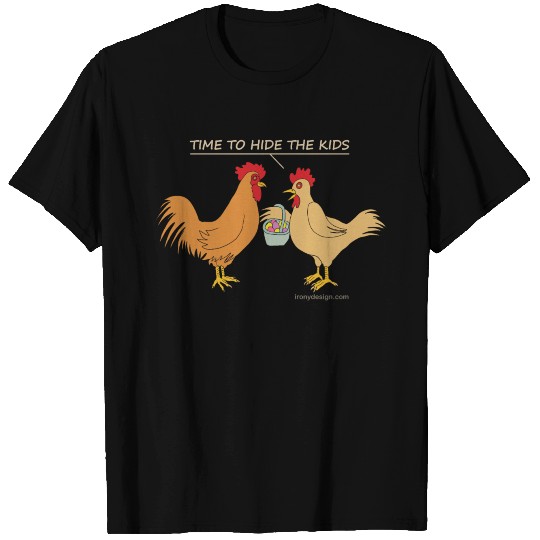 Funny Chicken Easter Egg Hunt Cartoon Dark T Shirts
