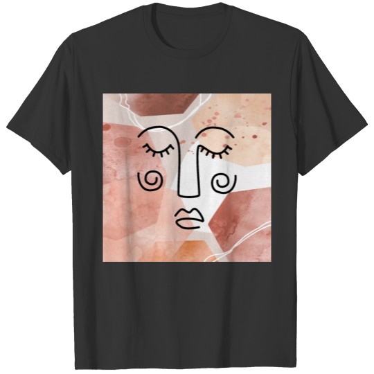 Continuous One Line Drawing Of Abstract Face T Shirts