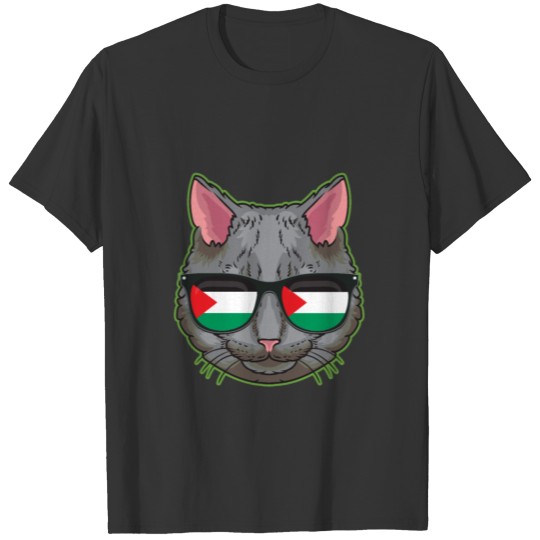 Free Palestine Flag Funny Palestinian Gaza Cat T-shirt
