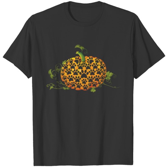 Pumpkin Dog Paw T Shirts