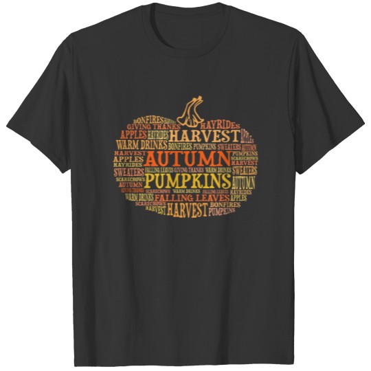 Pumpkin Word Art | Fall Autumn T-shirt