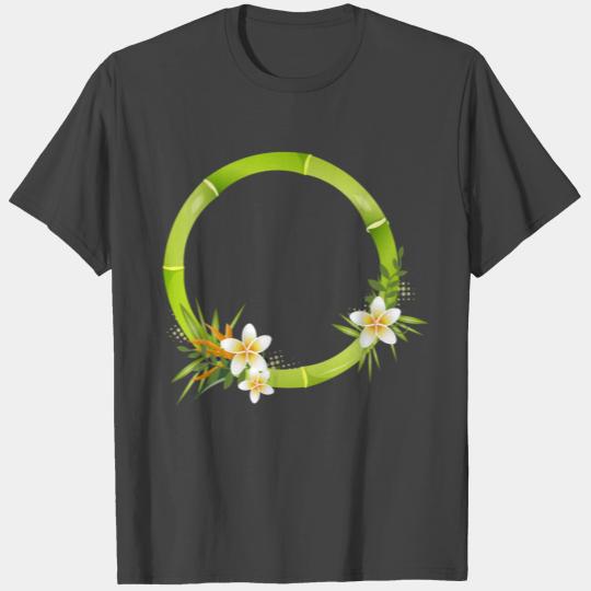 Bamboo frame with leaves & exotic flowers T Shirts