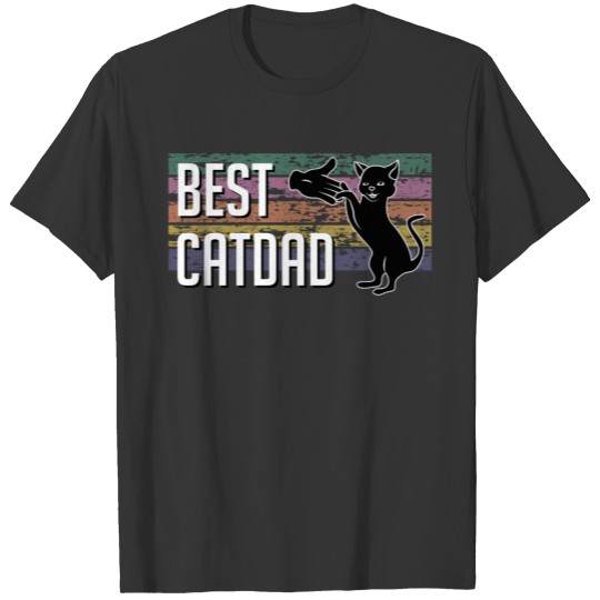 Best Cat Dad Retro Vintage Used Look Saying T-shirt