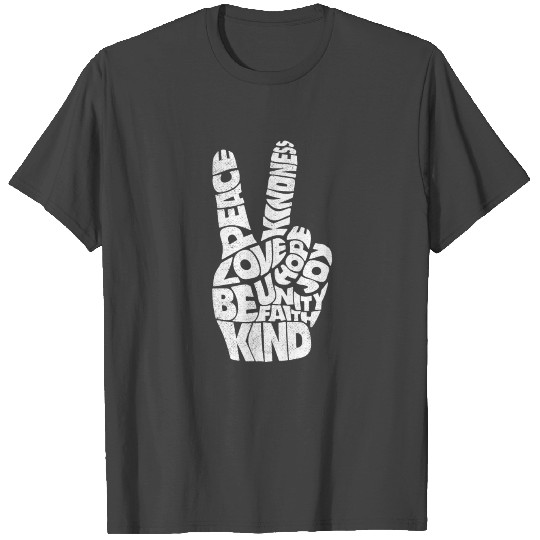 Peace Love Hand Sign Kindness Unity Day Retro T Shirts