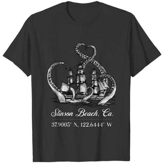 Stinson Beach, CA Nautical Coordinates Boat T-shirt
