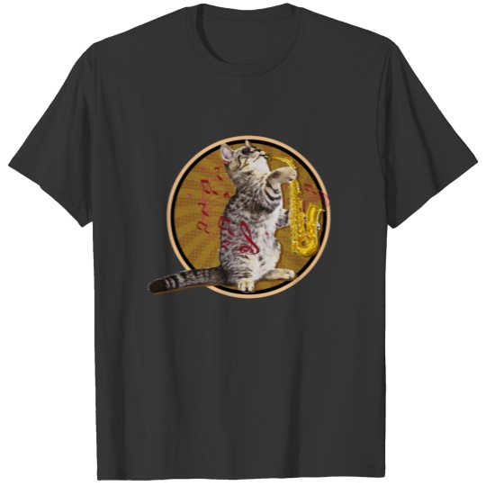 Muisc Saxophone Cat Funny Vintage Shirt T-shirt