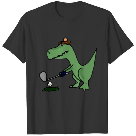 Funny T-rex Dinosaur Playing Golf T Shirts