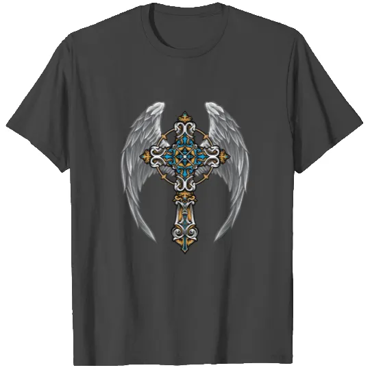 Christian cross and Angel wings T Shirts