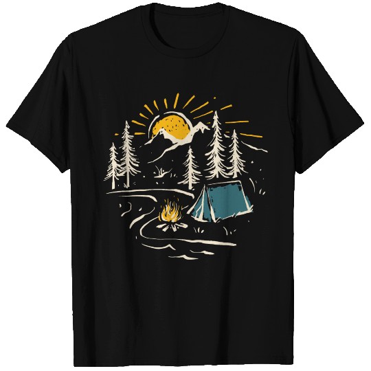 Camping Hiking Nature Mountain River T Shirts