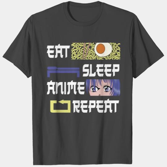 Eat Sleep Anime Repeat Ramen Bed Girl Saying T Shirts