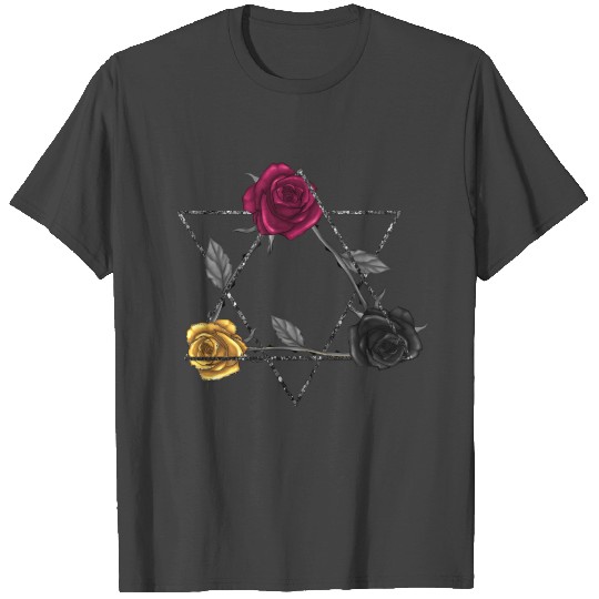 Roses pentagram witchcraft roses T Shirts