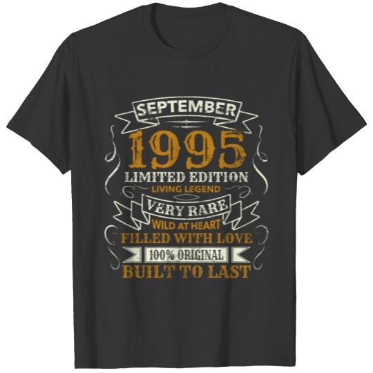 25 Years Birthday Vintage Born September 1995 T-shirt