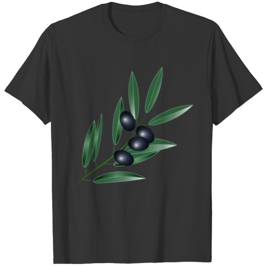 Olive branch with four black olives T-shirt