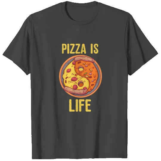 Pizza Is Life Ying & Yang Couple Pizza T Shirts