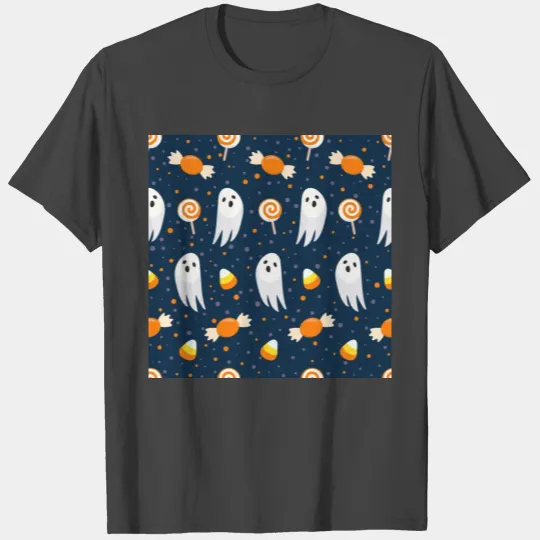 October Halloween Ghosts Sweets Navy Blue T Shirts