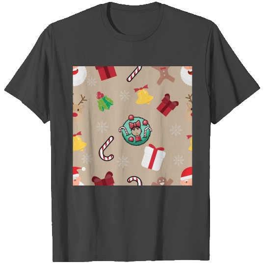 Christmas Pattern Christmas Wreath Holly Candy T Shirts