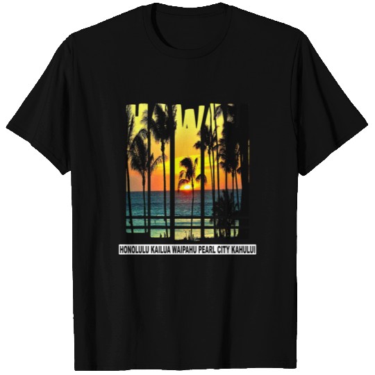 Hawaii island paradise sunset Honolulu T Shirts