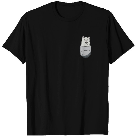 Funny Pocket Cat Middle Finger Gesture Gift T Shirts