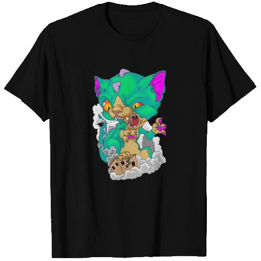 Catzilla funny cat with god zilla look T Shirts