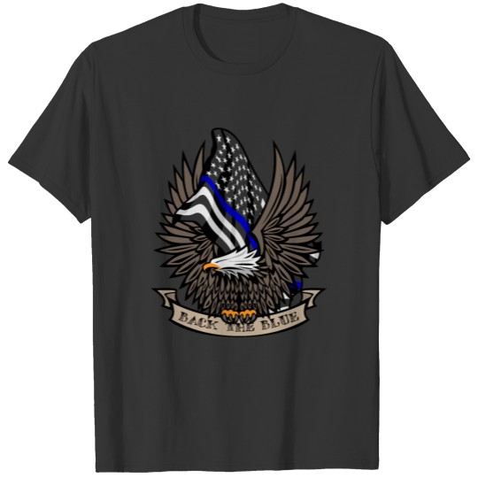 Back the Blue USA Police Blue Line Flag With Eagle T Shirts