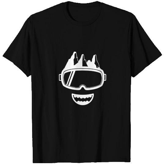 Ski Goggles Mountains Smiley Face Apres Ski Skier T Shirts