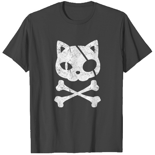 Pirate Cat Kitten Halloween Skull Cross Bones T Shirts