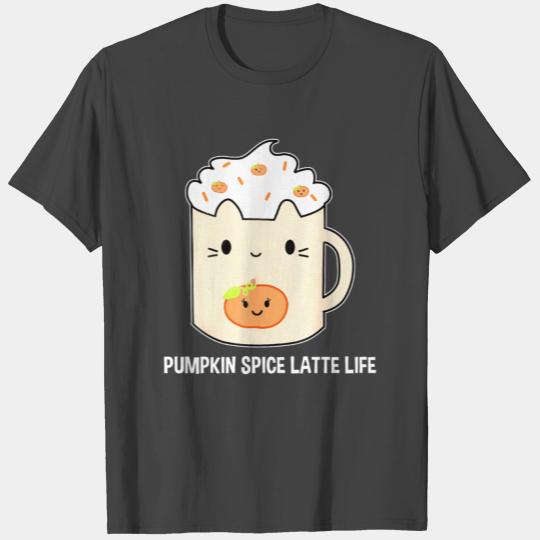 Kawaii Pumpkin Spice Latte T Shirts for Who Love Cats