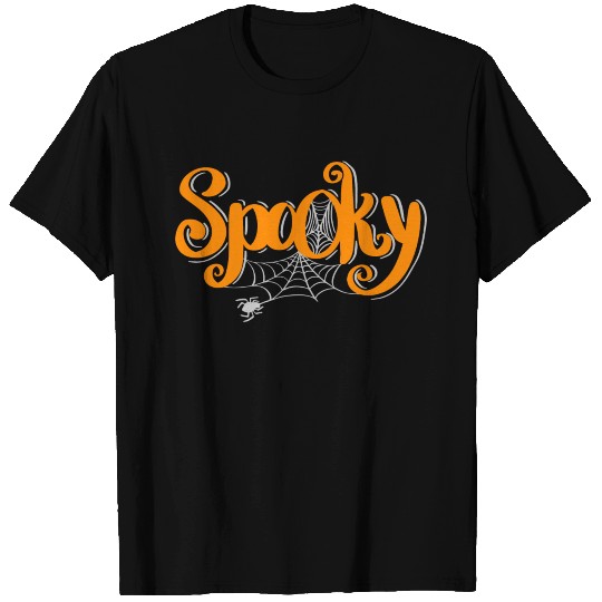 Spooky Halloween with Spider and spider web T Shirts