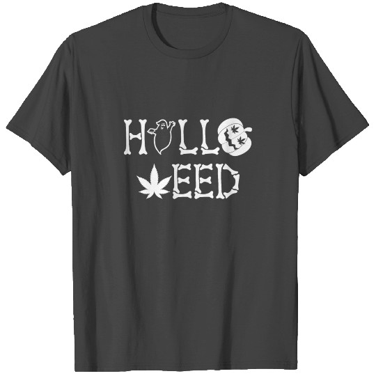 Halloweed Happy Halloween 420 ghost hemp leaf T Shirts