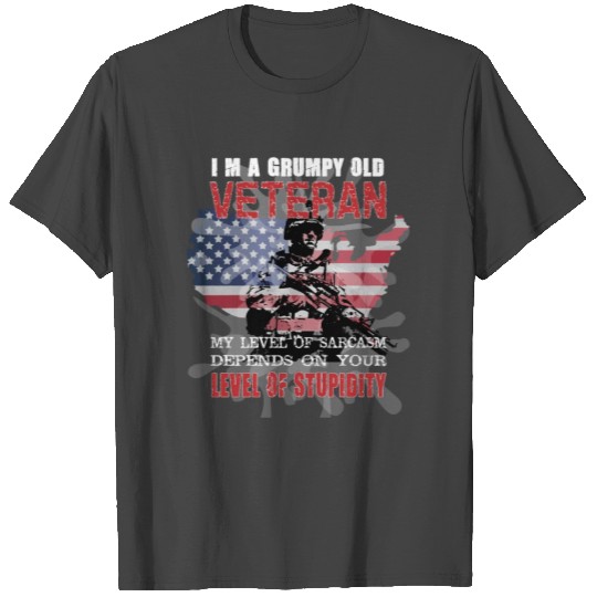 I am a grumpy old veteran sarcasm level stupidity T Shirts