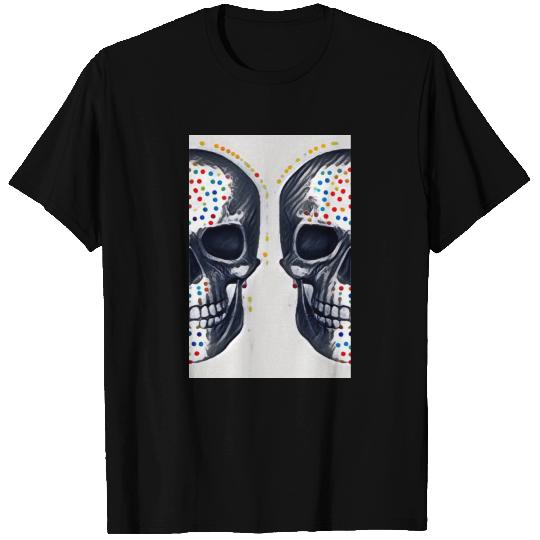 Half Skulls, two skulls in polka dots. T Shirts