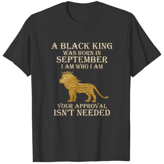 Black King Born In September Lion Birthday African T Shirts