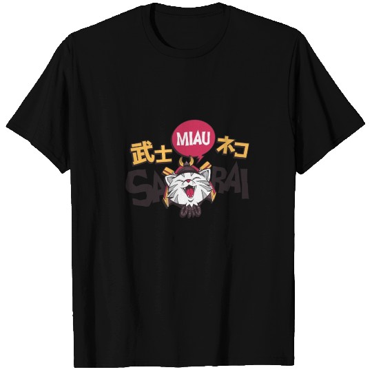 SaMIAUrai Samurai Cat Anime T Shirts