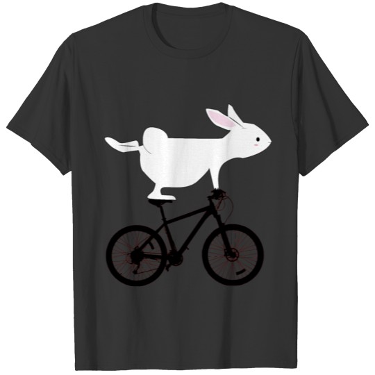 Cute bunny on mountain bike funny ladies T-shirt