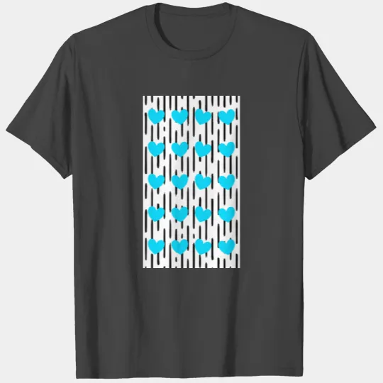 Cute Black and WS Teal Hearts Pattern T Shirts