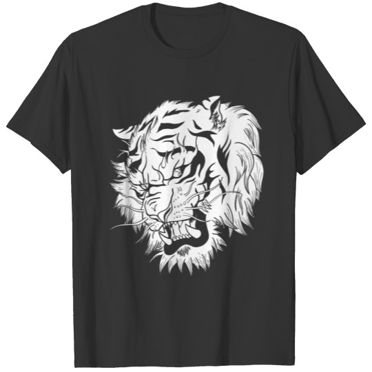 Tiger cat head Japanese tattoo design T-shirt