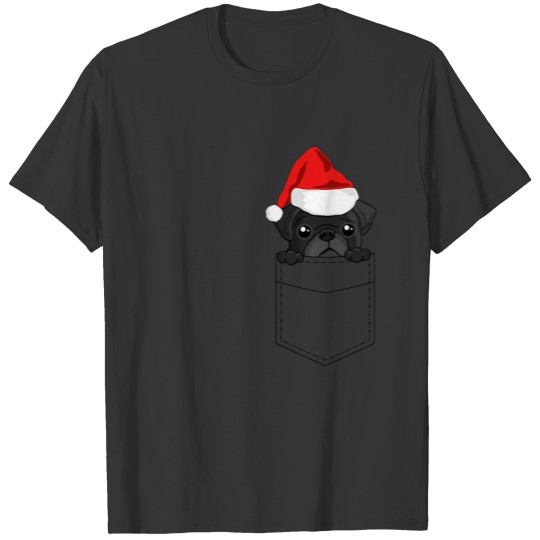 Christmas Pug Dog In Your Pocket T Shirts