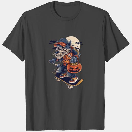 Halloween werewolf with pumpkin T Shirts