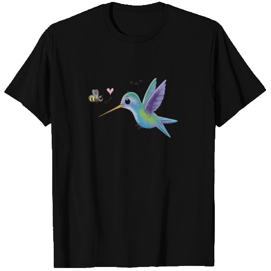 Cute bee hummingbird cartoon illustration T Shirts