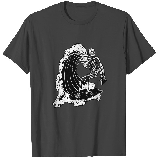 Surfing Skeleton Wave Fun Graphic T Shirts