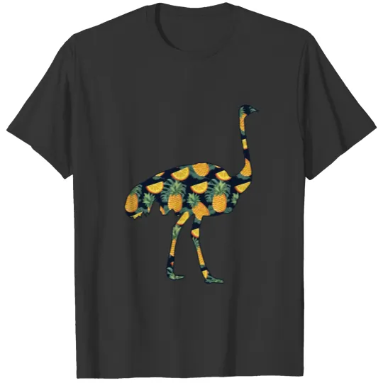 Pineapple Hawaiian Ostrich Women Men Print Animal T Shirts