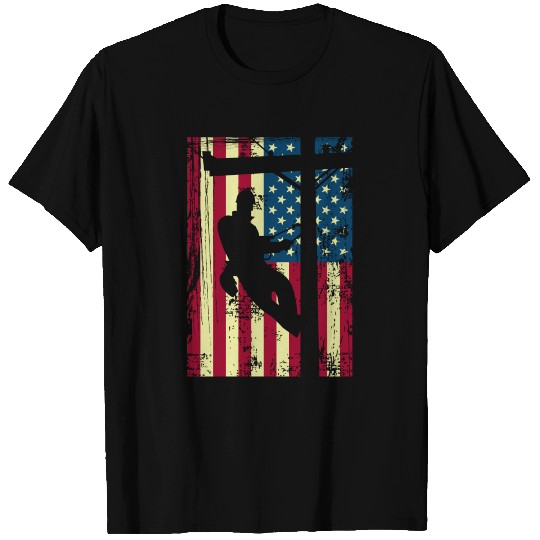 Lineman American Flag Electric Cable Lineman Gift T Shirts