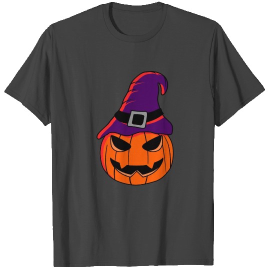 Halloween Pumpkin And A Witches Purple Hat T Shirts