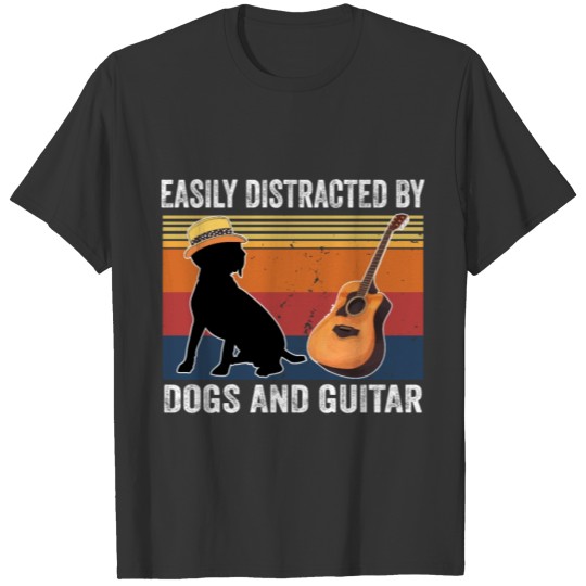 Easily Distracted By Dogs And Guitar T-shirt