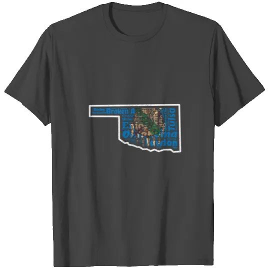 Oklahoma State Map Flag With Cities T Shirts
