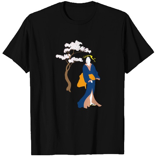 Geisha and cherry blossom tree T Shirts