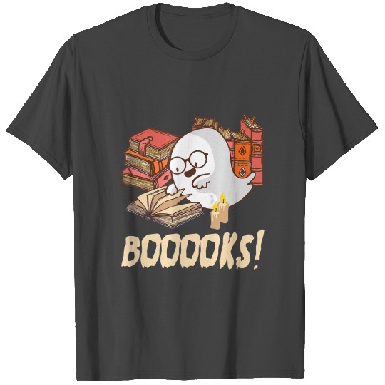 Booooks Cute Reading T Shirts Boo Halloween T Shirts