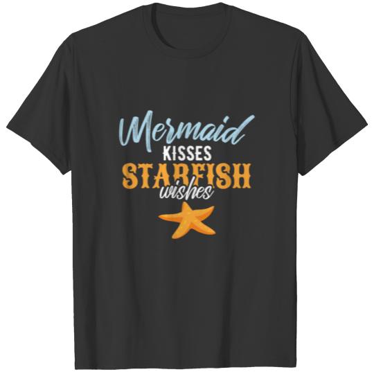 Ocean Lover Gift Mermaid Kisses Starfish Wishes T-shirt